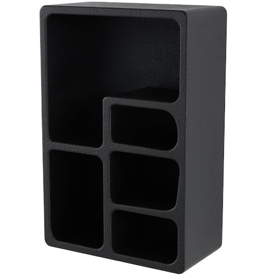 16" x 24" 5 Shelf Black Wood Geometric Floating Wall Shelf